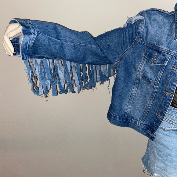 Azalea Wang Plus Denim Fringe Jacket - Picture 4 of 10